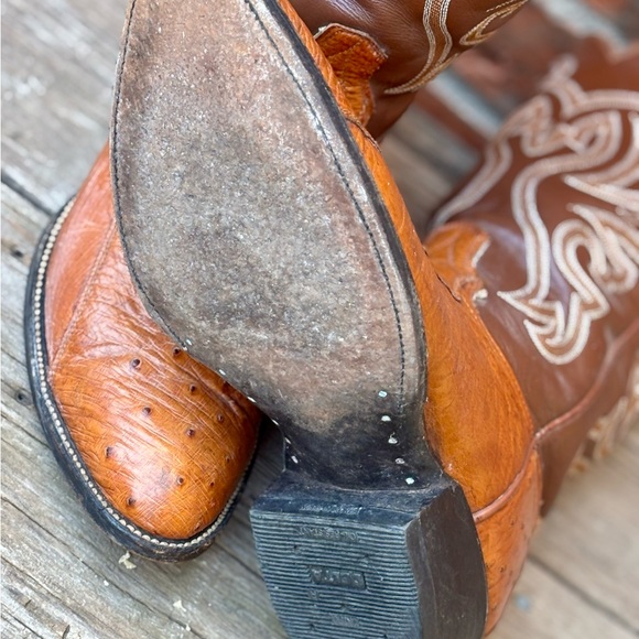Cowtown Men's Full Quill Ostrich Brown Tan Western Cowboy Boots Sz 10D - Picture 7 of 7